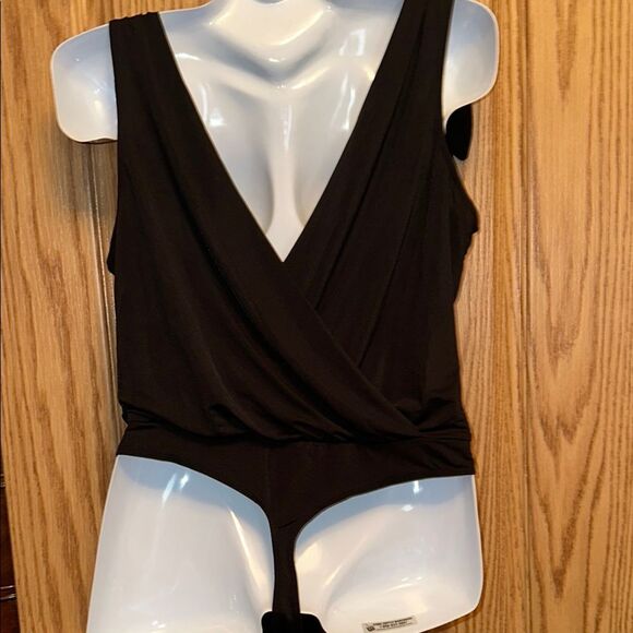 Express Black Bodysuit with Wrap-Style Design - Picture 2 of 5